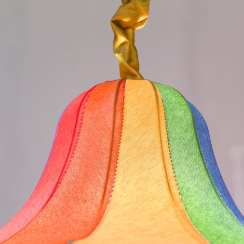 Colorful Fabric Pendant Light in Bell Silhouette with Fabric Cord