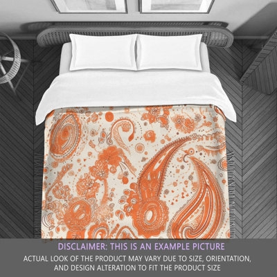Comforter Oversized Paisley Print Burnt Orange Warm Beige Eclectic