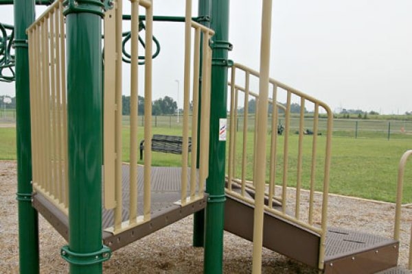 Commercial Play Structure with Tan Safety Railings, Textured Platform