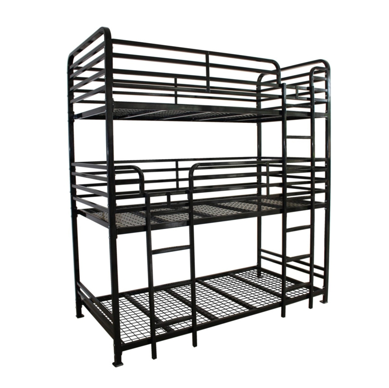 Commercial Triple Bunk Bed Metal Wire Mesh Base