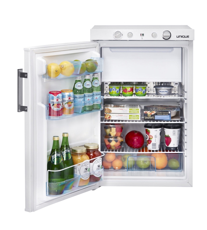 Compact Refrigerator Crisp White Propane Top Controls Off-Grid Cabin