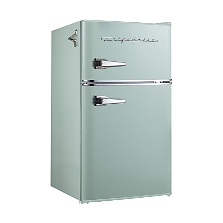 Compact Refrigerator Two Door in Mint Green with Side Bottle Opener
