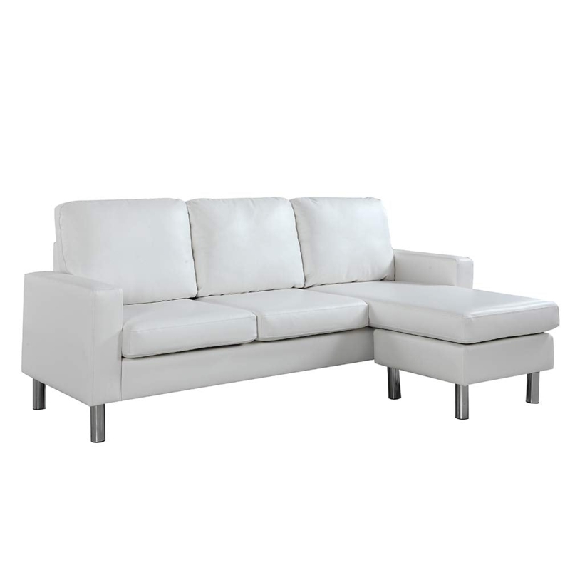 Compact Sectional Sofa with Chaise Extension and Cylindrical Metal Legs