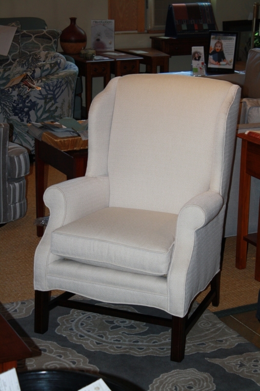 Compact Wingback Accent Chair with Rolled Arms and H-Stretcher Base