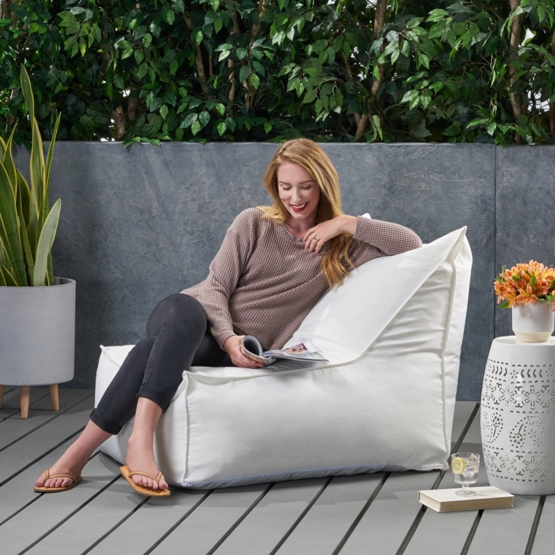 Contemporary Bean Bag Chair Structured White Water Resistant Patio