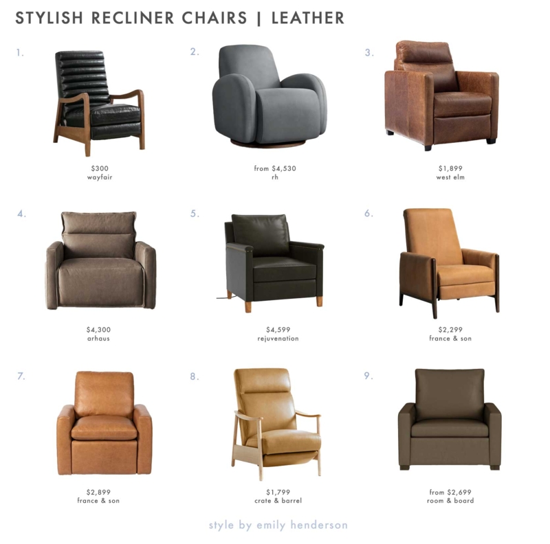 Contemporary Leather-Like Reclining Chair with Track Arms