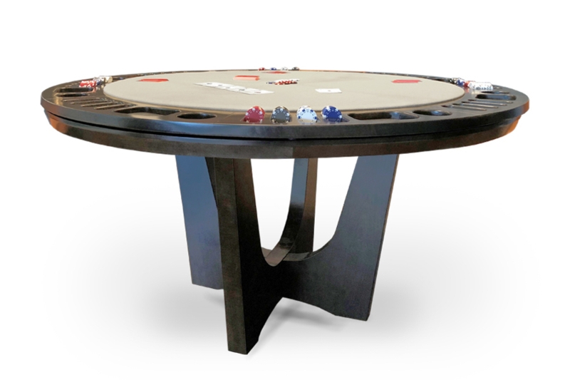 Contemporary Poker Table with Sculptural Pedestal Base and Chip Trays
