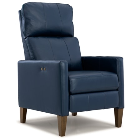 Contemporary Recliner Chair: Navy Blue Leather-Like High Leg Profile