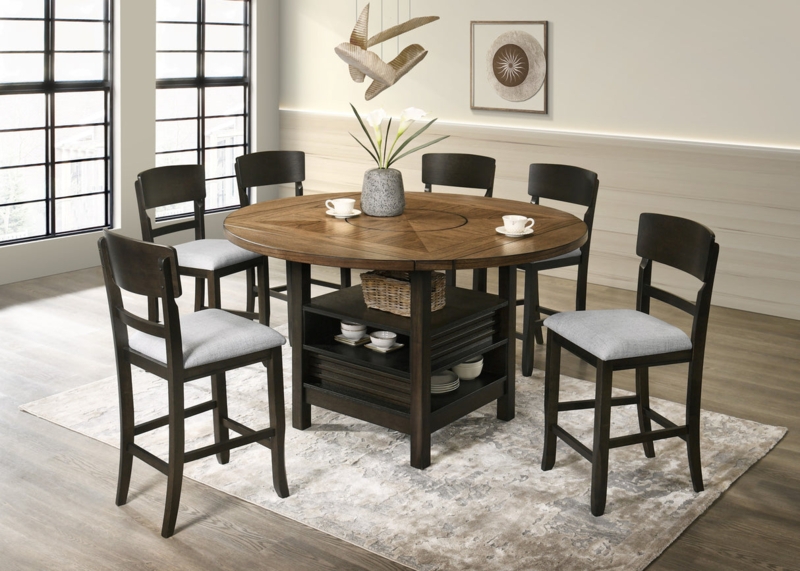 Convertible Round to Square Counter Height Set with Storage Base