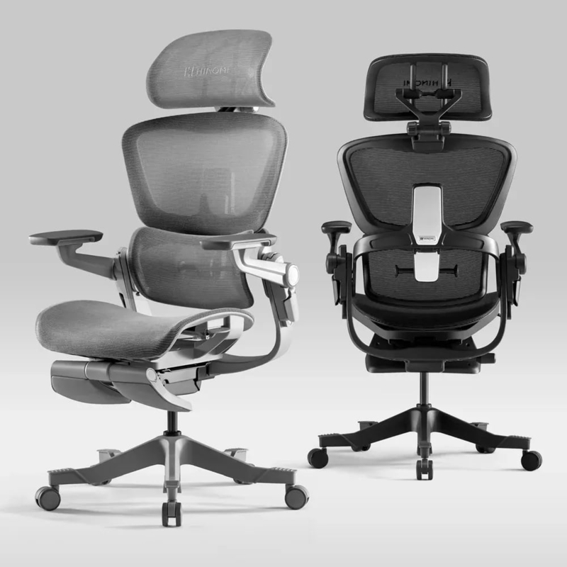 Cool Grey Ergonomic Chair with Sculptural Frame and Mesh