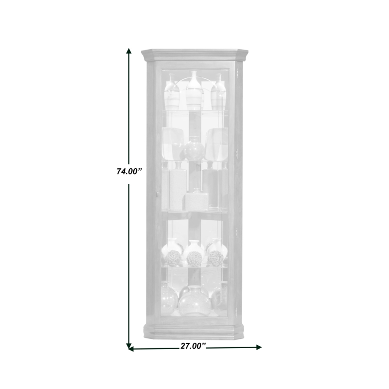 Corner Curio Cabinet 74 Inch Tall Light Wood Tone Contemporary Display