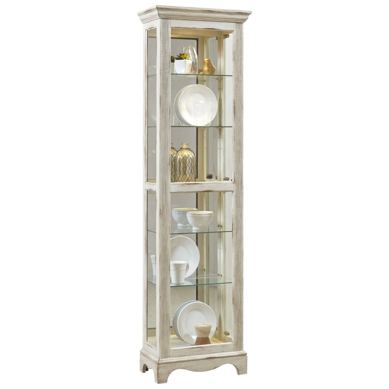 Corner Curio Cabinet Fluted Pilasters Scalloped Base Farmhouse Entry