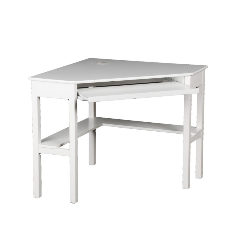 Corner Desk with Sliding Keyboard Tray and Lower Storage Shelf