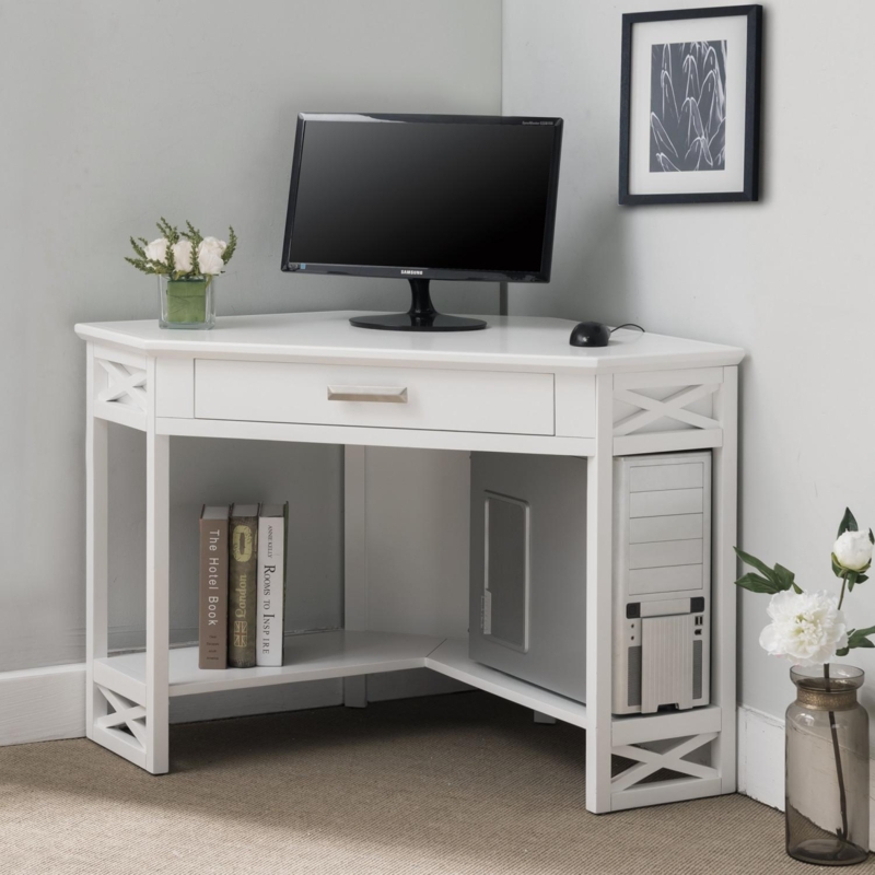 Corner Desk with X-Frame Side Panels and CPU Compartment