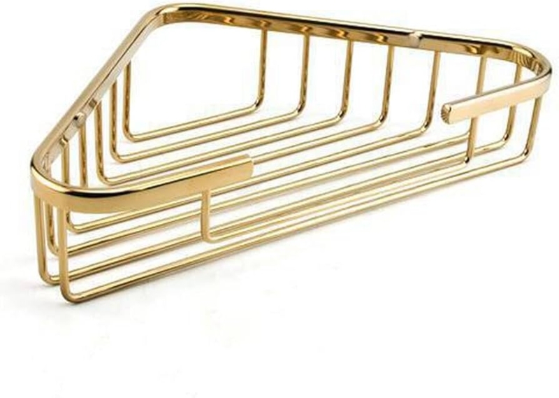 Corner Shower Basket Polished Brass Solid Wire Grid Traditional