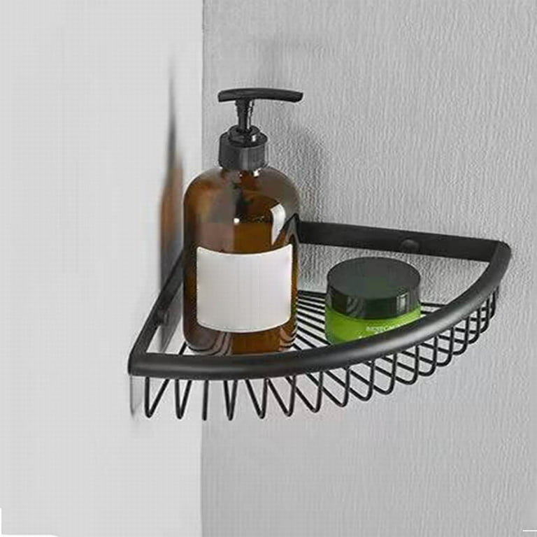 Corner Shower Caddy Matte Black Shelf Industrial Wire Lattice Railing