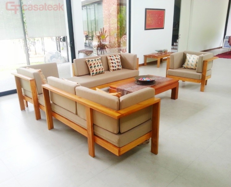 Corner Sofa Modern Tropical Modular Layout Wide Flat Armrests Beige