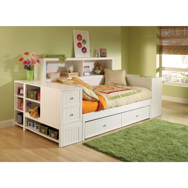 Cottage Style Daybed, White Beadboard Paneling, Integrated Storage