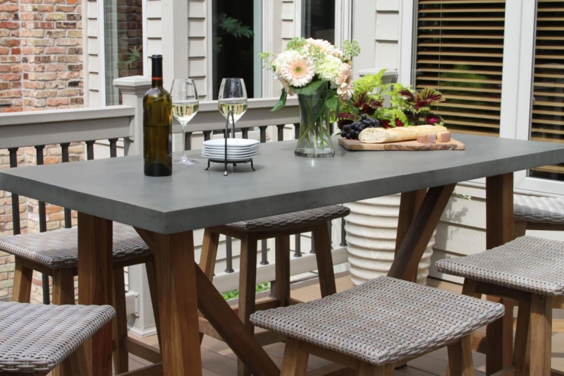 Counter Height Dining Table with Charcoal Composite Top and Trestle