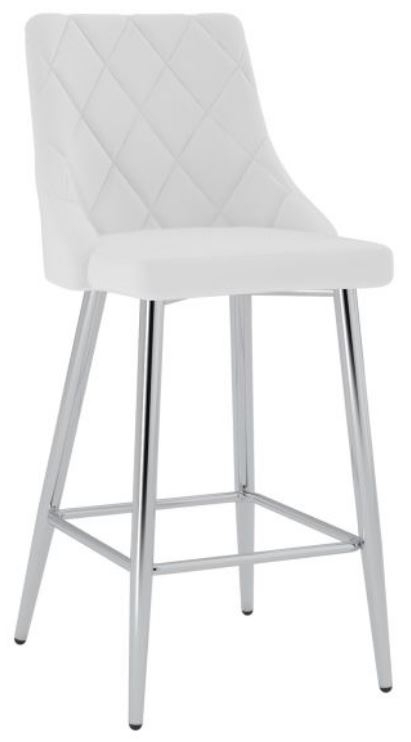 Counter Height Stool with Diamond Stitching and Polished Chrome Legs