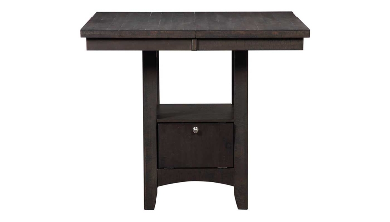 Counter Height Table Espresso Wood Finish Integrated Storage Cabinet
