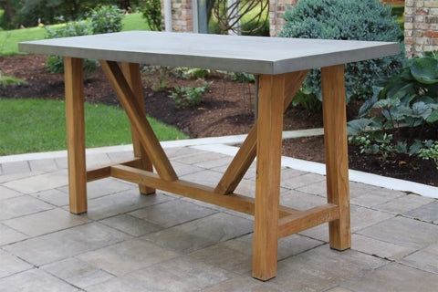 Counter Height Table featuring Angled Trestle Base and Gray Top