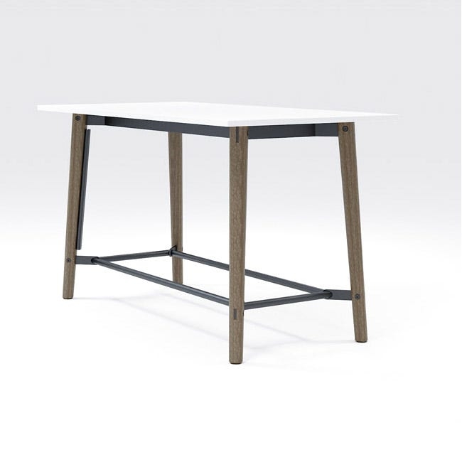Counter Height Table Latte Wood Tapered Legs Matte White Top