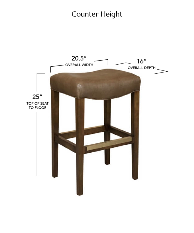 Counter Stool Brass Footrest Warm Brown Backless Saddle Counter Stool