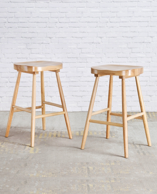 Counter Stool Honey Oak Splayed Tapered Legs Saddle Seat