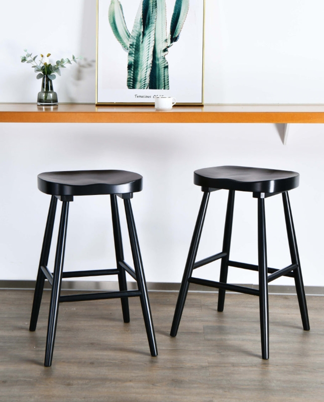 Counter Stool Matte Black Shaker Backless Bar Seating