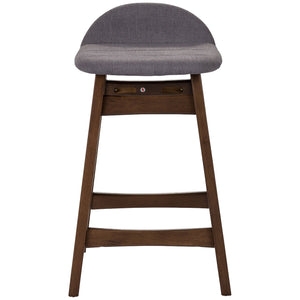 Counter Stool, Mid-Century Slate Blue with Triple Stretcher Wood Base