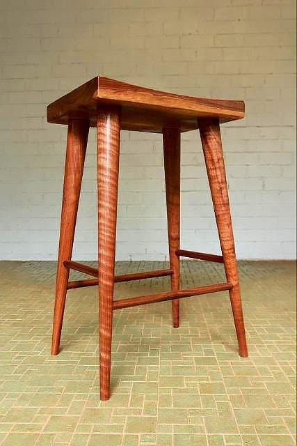 Counter Stool Walnut Saddle Seat with Figured Wood Grain