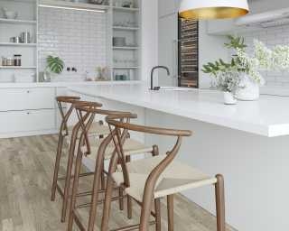Counter Stool, Walnut Wood Wishbone with Woven Cord Seat, Mid-Century.