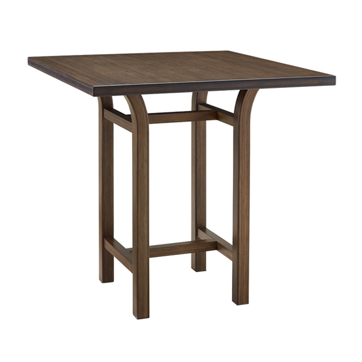 Counter Table Dark Walnut Wood Square Top Architectural Curved Legs