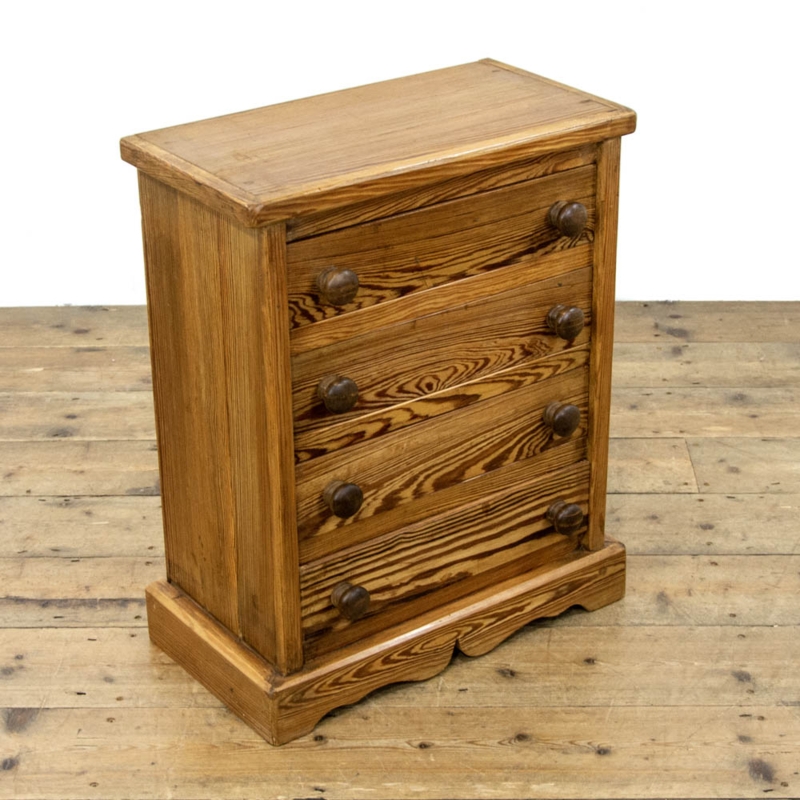 Country Pine Chest Scalloped Apron High Contrast Grain Turned Knobs