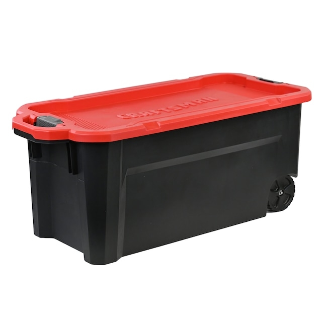 Craftsman 50 Gallon Rolling Storage Bin with Latching Red Lid
