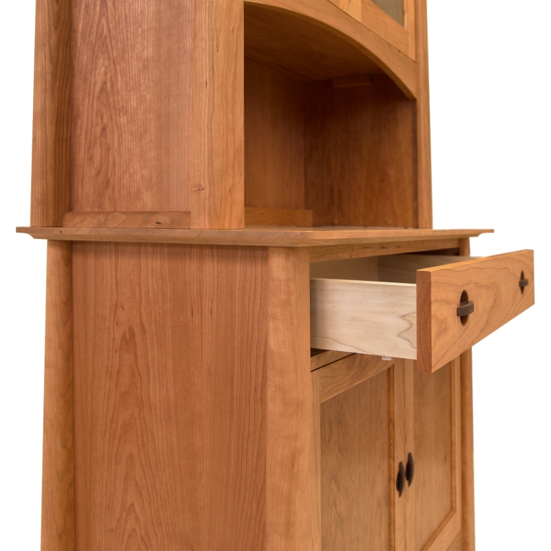 Craftsman China Cabinet with Unique Crescent Pulls and Arched Top