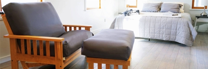 Craftsman Futon Loveseat with Vertical Slats, Charcoal Grey