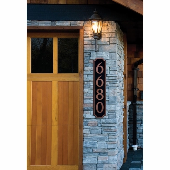 Craftsman House Number Sign, Vertical Stack, Copper on Matte Black