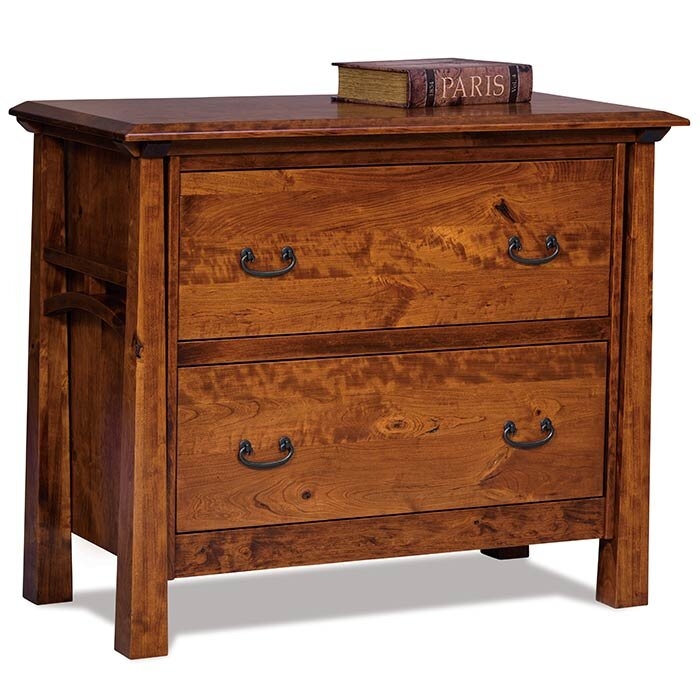Craftsman Lateral File Cabinet Arched Side Slats Honey Brown