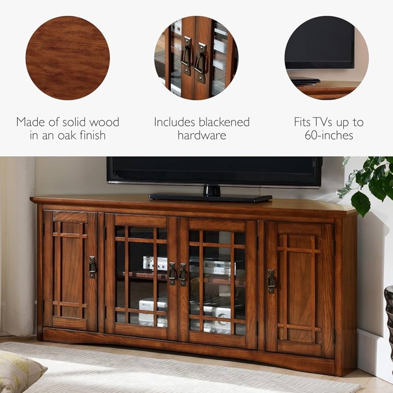 Craftsman Living Room Furniture with Windowpane Doors and Black Hardware