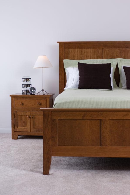 Craftsman Panel Bed Set with Matching Nightstand and Wood Knobs