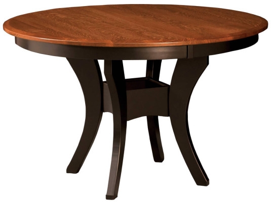 Craftsman Round Dining Table with Two-Tone Finish and Flared Legs