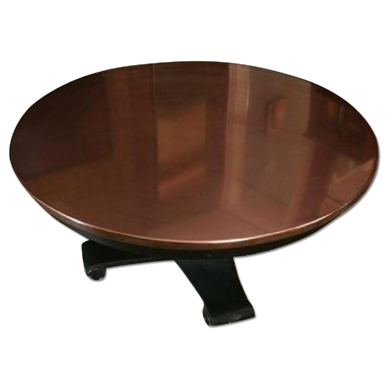 Crate & Barrel Round Copper-Top Coffee Table - AptDeco