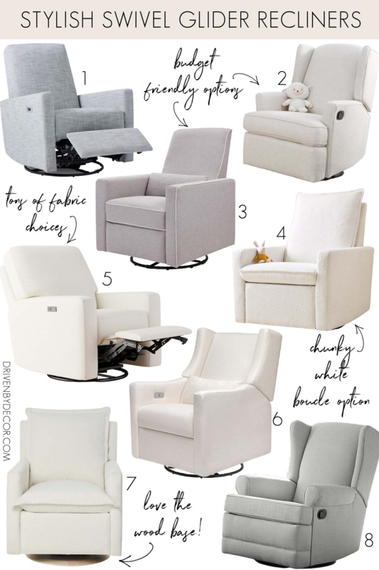 Cream Boucle Power Recliner with USB Port and Swivel Base