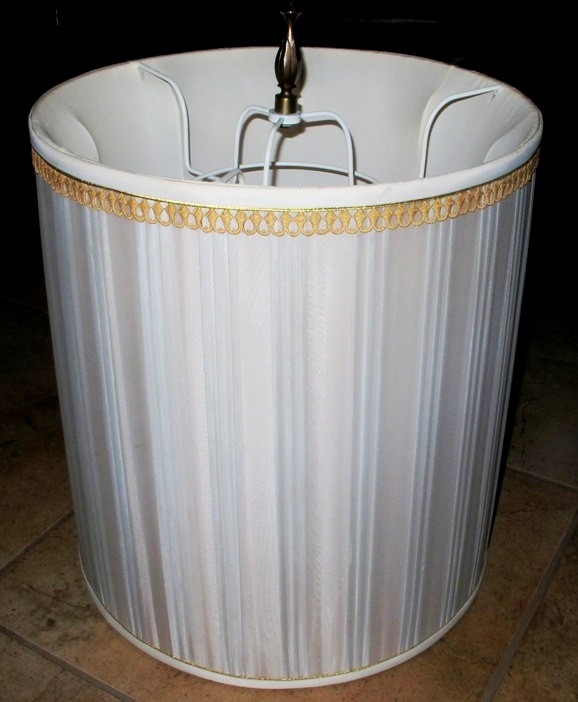 Cream Pleated Drum Lamp Shade featuring Decorative Gold Braided Trim