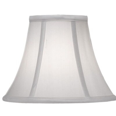 Crisp White Traditional Bell Lampshade with Vertical Piping Trim