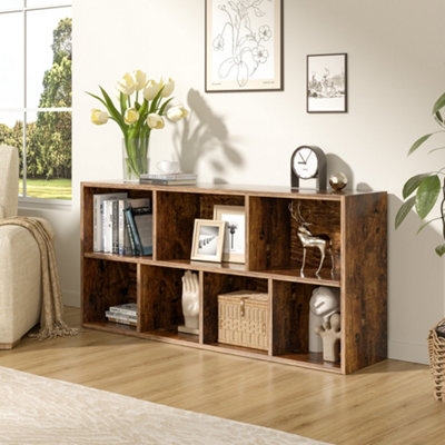 Cube Bookcase Low Horizontal Storage Unit Asymmetrical Shelving