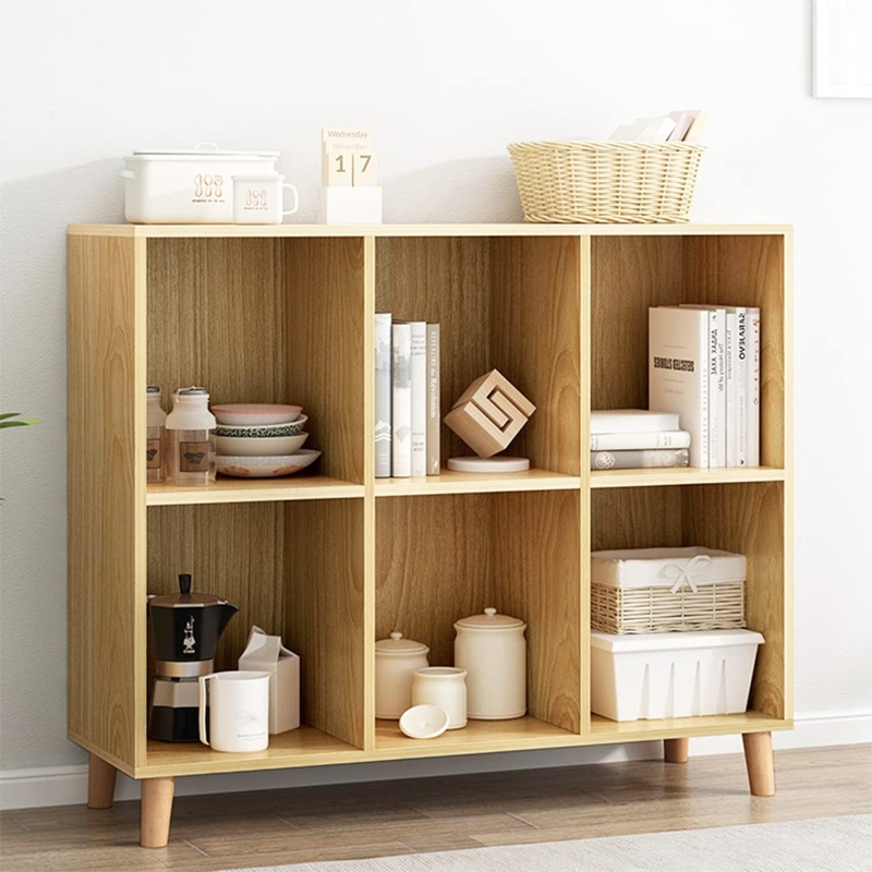 Cube Bookcase Mid-Century Storage Cabinet with Elevated Base