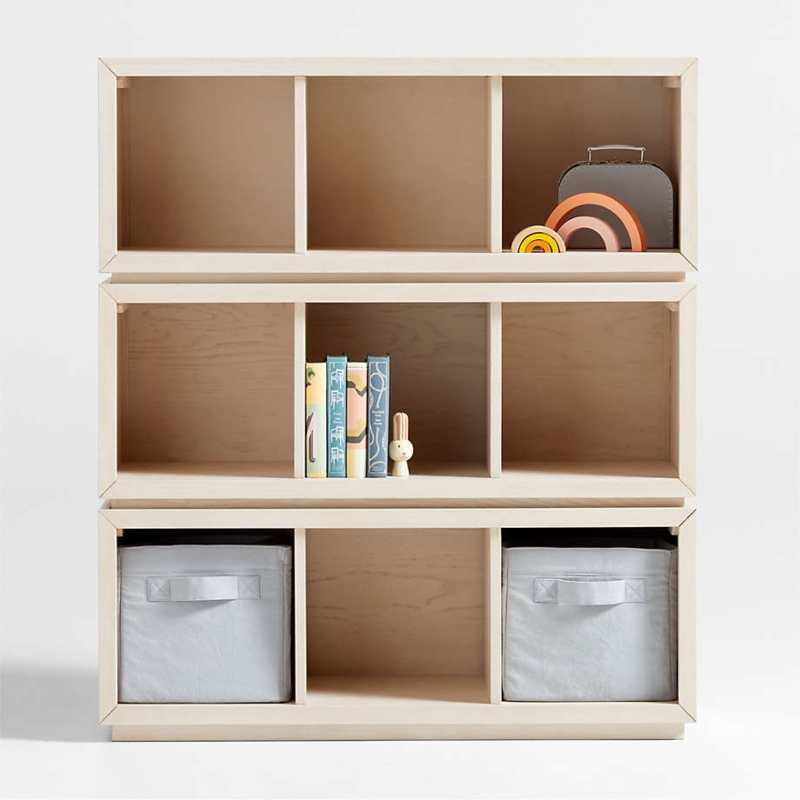 Cube Bookcase with Thick Mitered Frame, Modular Kids Storage Unit Set